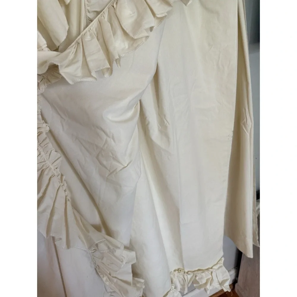 PAIR (2 PANELS) Off White Curtains Ruffle Edge 84